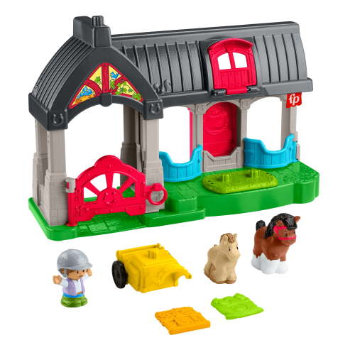 Fisher-Price Little People Friendly Horses Stable Toddler Playset with Sounds, 6 Play Pieces