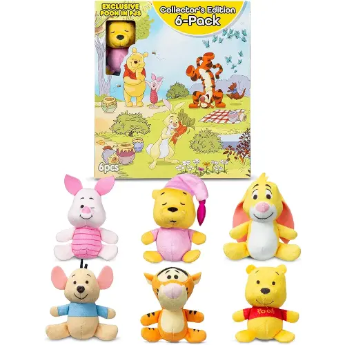 Micro Teenies Winnie The Pooh and Pals 6 Pack - Miniature Plush Figure, Suffed Animal, Toy Mini Soft Figure for Kids, Girls and Boys Ages 4+