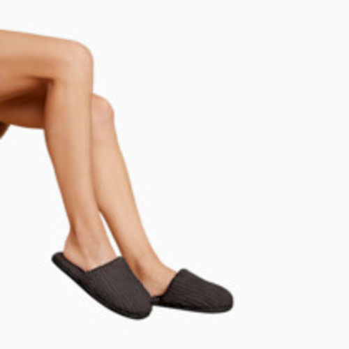Barefoot Dreams CozyChic Ribbed Slipper - Carbon, S