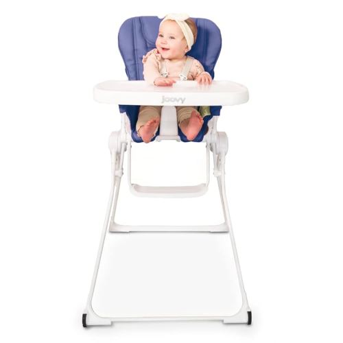Joovy Nook NB High Chair Featuring Four-Position Adjustable Swing Open Tray, 3-Position Reclining Seat, and Front Wheels for Added Mobility - Folds Down Flat for Easy Storage, Slate