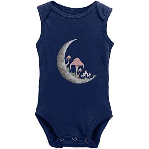 Mushroom Moon Baby Bodysuit -Newborn Infant Baby Bodysuit Long Sleeve 0-24 Months White