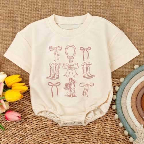 Coquette Cowgirl Baby Romper, Western Baby Girl Outfit, Pink Cowboy Baby Bodysuit, Rodeo Baby Clothes, Baby Shower Gift
