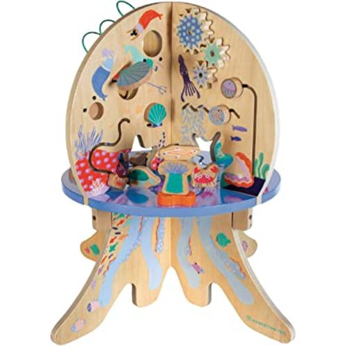 Manhattan Toy Deep Sea Adventure Wooden Toddler Activity Center with Clacking Clams, Spinning Gears, Gliders and Bead Runs