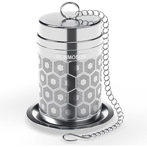 Reinmoson Tea Strainers for Loose Tea, Extra Fine Mesh Tea Infuser, 304 Stainless Steel & Updated Slim Threaded Lid, Loose Leaf Tea Steeper for Black Tea, Rooibos, etc