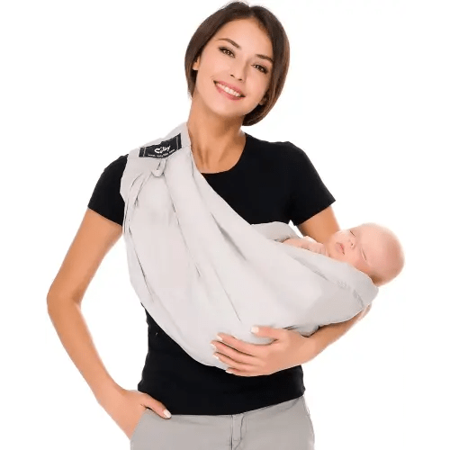 Baby Carrier by Cuby, Natural Cotton Baby Wraps Sling Baby Holder Extra Comfortable for Easy Wearing Carrying for Newborn, Soft and Adjustable Newborn and Toddler Carrier Slings (Light Gray)