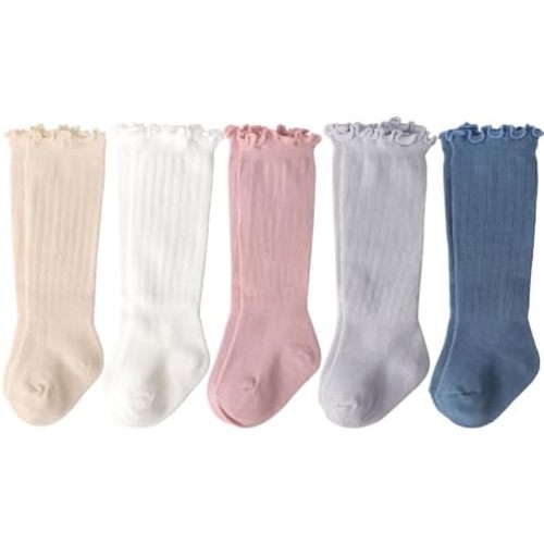 BQUBO Baby Knee High Sock Toddler Girl Dress Socks Baby Knit Stocking Cotton Infant Girls Socks