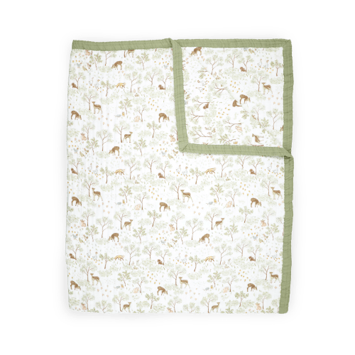 Cotton Muslin Quilted Throw - Woodland Friends