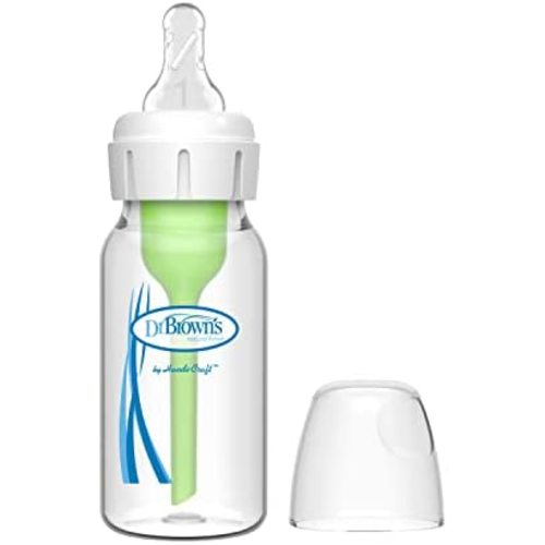Dr. Brown’s Natural Flow® Anti-Colic Options+™ Narrow Glass Baby Bottle 4 oz/120 mL, with Level 1 Slow Flow Nipple, 1 Pack, 0m+