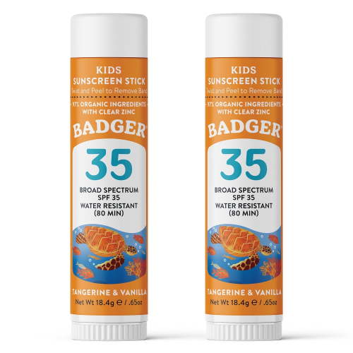 Badger Kids Sunscreen Stick, SPF 35, 0.65 oz (2 pack)