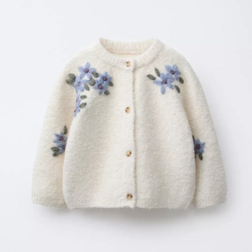 BOUCLÉ FLORAL CARDIGAN - Zara Size 12-18 months