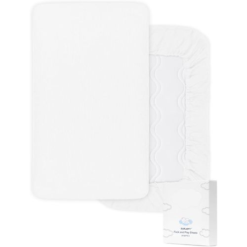 39"x27" Pack Sheets for Baby Boys & Girls, White Neutral Muslin Cotton Small Play Mattress Pad Cover, Soft & Breathable Baby Sheets