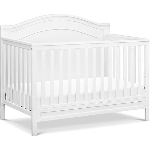 Davinci Charlie 4-in-1 Convertible Crib - GREENGUARD Gold Certified - Converts from Baby Crib to Toddler Bed, Daybed, and Full-Size Bed Effortlessly - 4 Adjustable Heights - Wooden White Baby Bed
