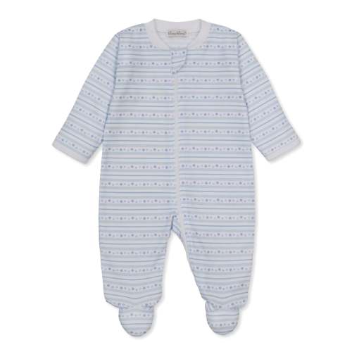 Light Blue Starry Stripes Footie w/ Zip