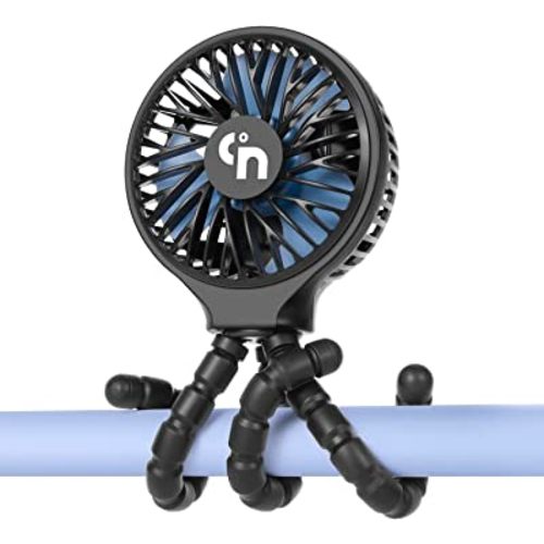 WiHoo Stroller Fan Battery Operated,Portable Fan Car Seat Baby Fan with Flexible Tripod,3 Speeds Rechargeable Clip on Fan,USB Mini Small Personal Fan for Crib Treadmill Camping and Travel (Black)