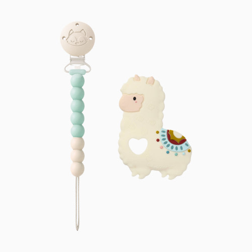 Loulou Lollipop Pacifier Clip Teether Set - Llama