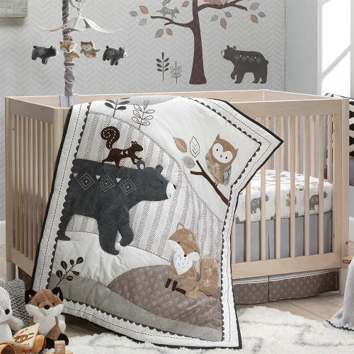 Woodland Forest White/Gray Animal 100% Cotton Baby Fitted Crib Sheet – Lambs & Ivy