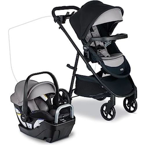 Britax Willow Brook S+ Baby Travel System, Infant Car Seat and Stroller Combo with Alpine Base, ClickTight Technology, SafeWash Insert and Cover, 1 Count, Graphite Onyx