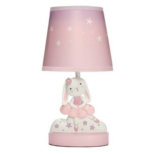 Bedtime Originals Tiny Dancer Pink/White Lamp with Shade by Lambs & Ivy (Includes LED Light Bulb): Resin Base, Cotton Shade, Standard Socket