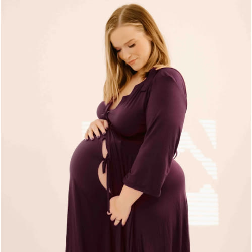 Lila Labor & Postpartum Gown in Plum