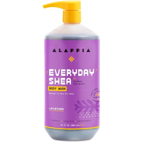 Alaffia - EveryDay Shea Body Wash, Naturally Helps Moisturize and Cleanse without Stripping Natural Oils with Shea Butter, Neem, and Coconut Oil, Fair Trade, Lavender, 32 Fl Oz