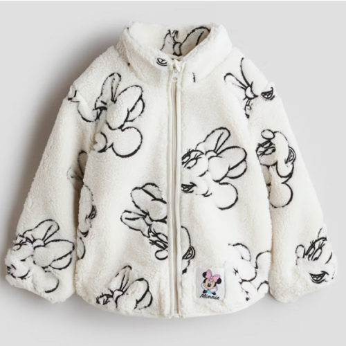 EMBROIDERED-MOTIF TEDDY FLEECE JACKET