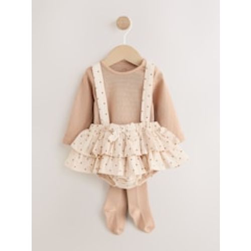 Ecru/Brown Spot Baby Long Sleeve Bodysuit Bubble Skirt And Tights Set 3 Piece (9-12months) from Next USA