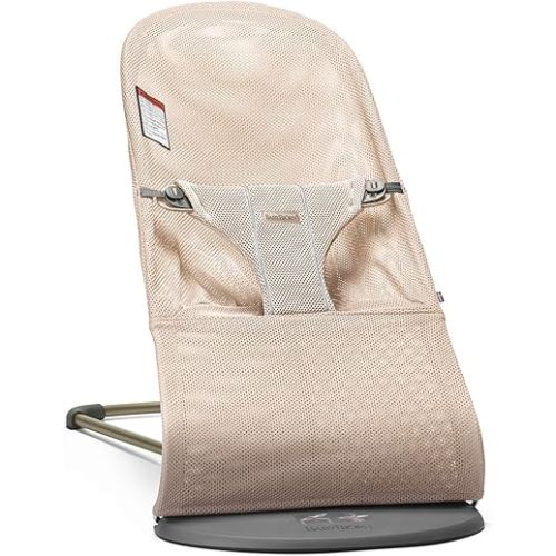 BabyBjörn Bouncer Bliss, Mesh, Pearly Pink 2-in-1 Adjustable Baby Bouncer Seat and Toddler Chair, Newborn to Toddler (8-29 lbs), 4 positions, Lightweight & Portable