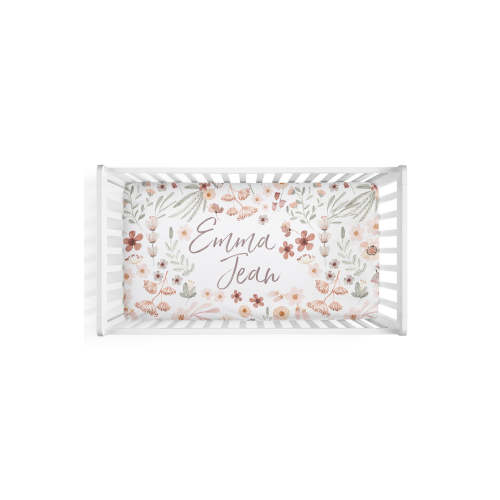 Wren's Wildflower Personalized Crib Sheet