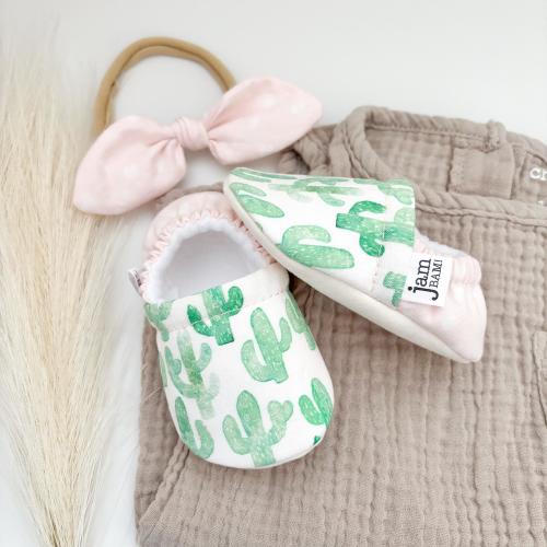 Cactus Baby Booties: Desert Soft Sole Crib Shoes