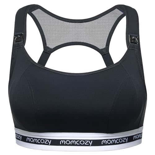 Momcozy Nursing Bras for Breastfeeding, FB011 Low-Impact Nursing Sports Bra Support Maternity Pregnancy Padded Wireless Bra