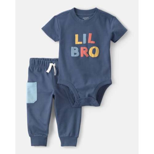 Baby Boy 2-Piece 'Lil Bro' Bodysuit & Pant Set - Blue | Carter's