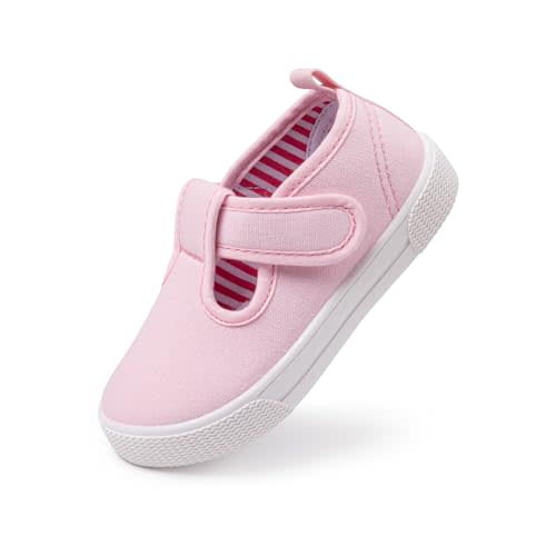 Sonsage Toddler Boys Girls Canvas Sneakers Soft Sole T-Strap Shoes Lightweight Comfy Classical Flats Non Skid Shoe for Little Kids