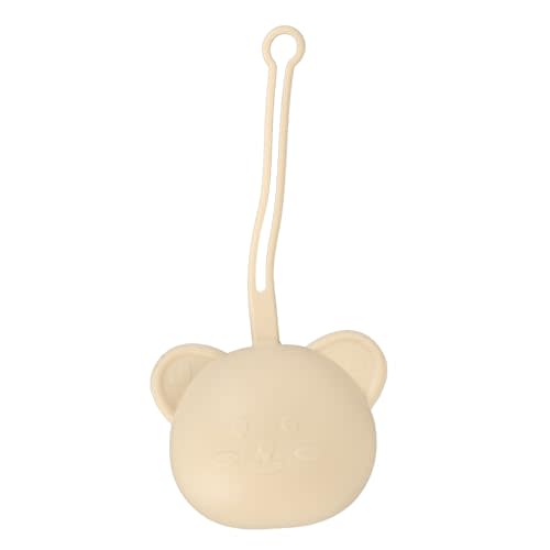 Pacifier Holder Case,Silicone Cute Portable Pacifier Storage Case for Stroller Home Travel (Milk Tea Color)