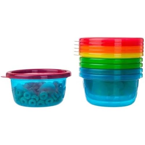TOMY Take & Toss Toddler Bowls with Lids - 8oz, 6 pack, Colors May Vary (Y1032)