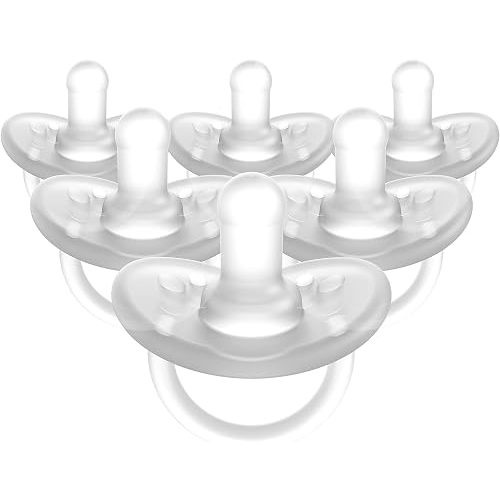 Evenflo Feeding Balance Plus Stage 1 Cylindrical Baby, Newborn and Infant Pacifier - Developed with Pediatric Feeding Specialists - 0 to 6 Months - Clear - (Pack of 6)