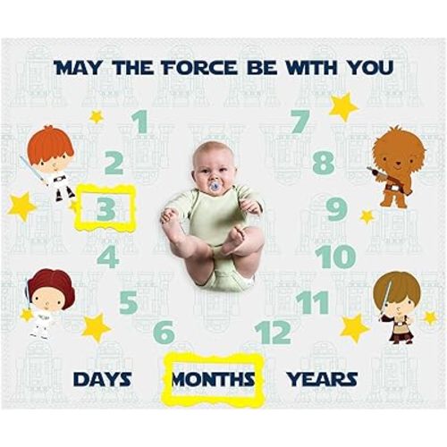 Baby Monthly Milestone Blanket for Kids - May The Force Be With You
