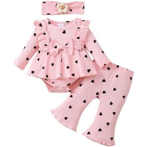 Newborn Baby Girl Clothes Fall Winter Infant Girl Outfits Preemie Girls Bell Bottoms Pants Set Cute Headband