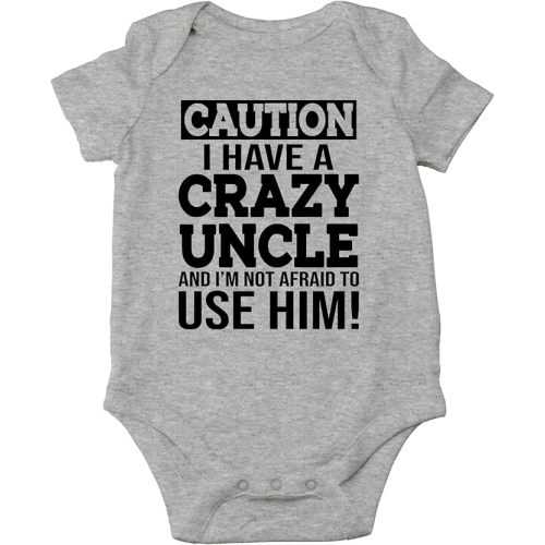 CBTwear Caution I Have a Crazy Uncle Not Afraid to Use Him Baby Bodysuit Cute Newborn Romper Clothes