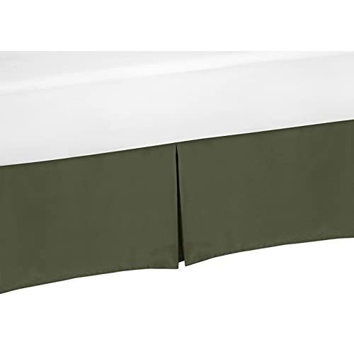 Sweet Jojo Designs Dark Green Boy Baby Crib Bed Skirt Nursery Dust Ruffle - Solid Color Hunter Forest Olive for Rustic Woodland Camo Deer Collection
