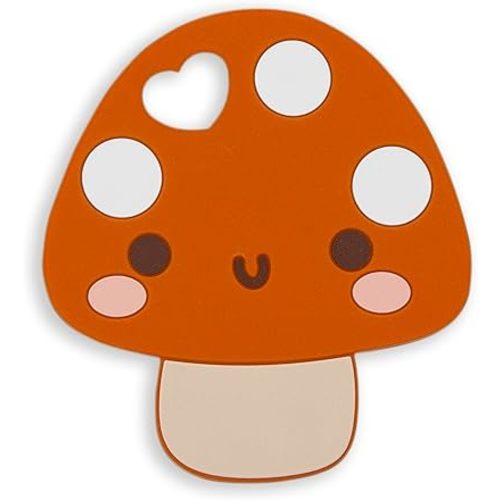 Pearhead Mushroom Silicone Baby Teether, Teething Toy for Babies 0+ Months, BPA Free Teether, Safe and Gentle Teething Relief