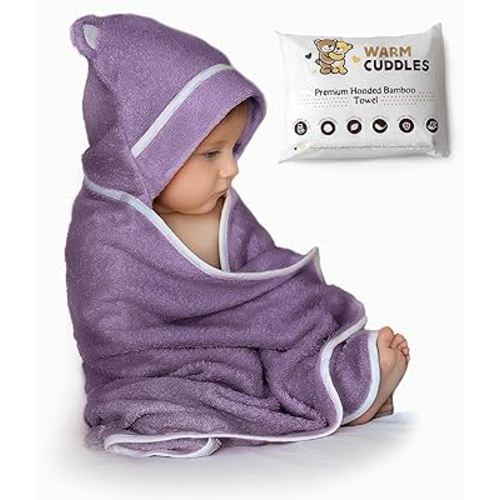 Premium Baby Bath Towel - Rayon Made from Bamboo Hooded Baby Towels - Newborn Baby Towel with Hood - Large Hooded Towel for Newborn Infant Boy Girl (Purple)