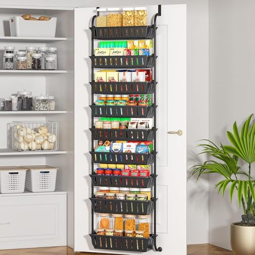 9-Tier Over The Door Pantry Organizer, Pantry Organization and Storage, Hanging Door Spice Rack Shelves for Home & Kitchen Organization, Laundry & Bathroom Essentials