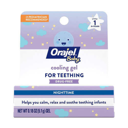 Orajel Baby Nighttime Cooling Gel for Teething, Drug-Free, #1 Pediatrician Recommended Brand for Teething*, One .18oz Tube