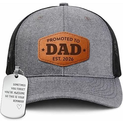 Vivulla68 Promoted to Dad EST 2026 Trucker Hat, New Dad Gift, First Time Father, Expecting Parent, Soon to Be, Pregnancy Announcement, First Fathers Day 2026, Cap Gift from Wife Girlfriend