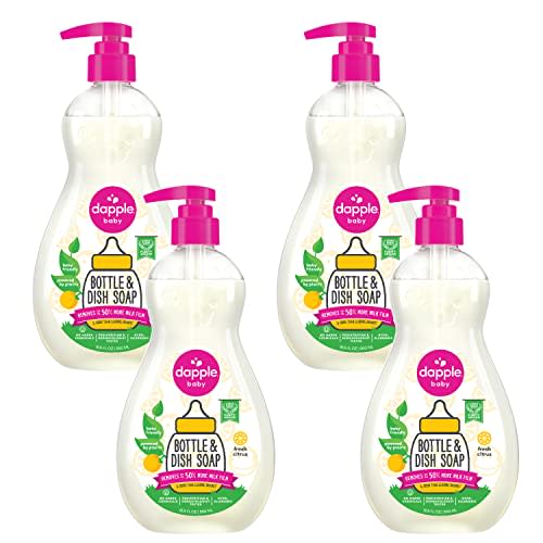 Dapple Bottle and Dish Soap Baby, Fresh Citrus, 16.9 Fl Oz (Pack of 1) - Plant Based Dish Liquid for Dishes & Baby Bottles - Hypoallergenic Soap, Liquid Soap