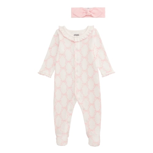 Bow Print Baby Sleeper | 2-Piece Set for 0-3 Months | Mud Pie