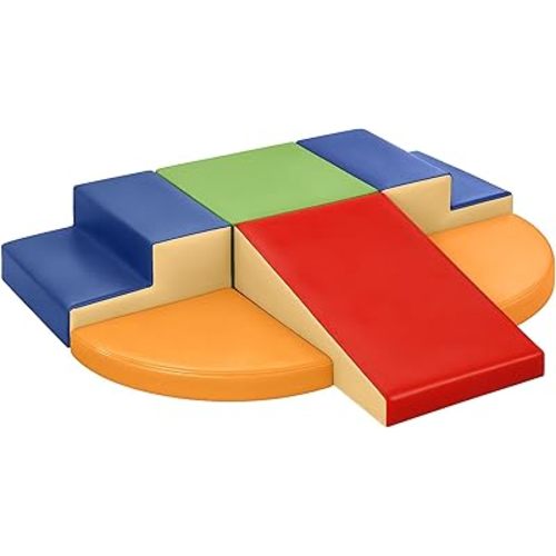 6-Piece Soft PU Leather Toddlers Climbing Toys, Baby Foam Climbing Blocks for Toddlers, Foam Play Gym Climber Structures for Toddler 3, Indoor Climb and Crawl Activity Play Set