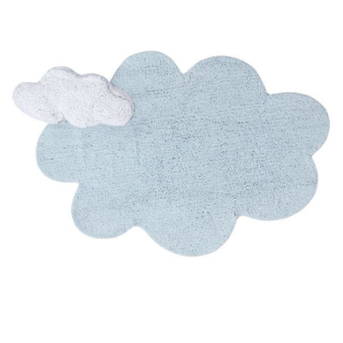 WASHABLE COTTON RUG PUFFY DREAM BLUE