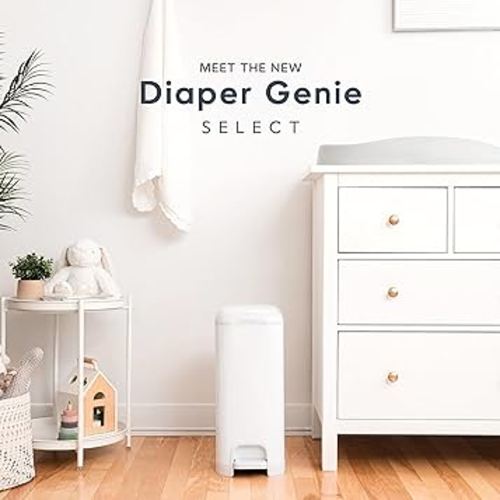 Diaper Genie Select Pail is Made of Durable Stainless Steel and Includes 1 Starter Square Refill That can Hold up to 165 Newborn-Sized Diapers.