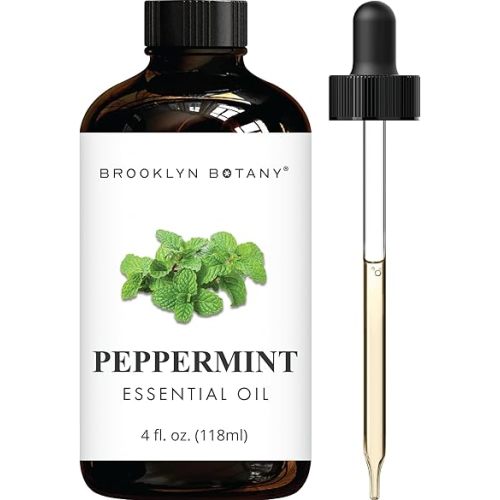 Brooklyn Botany Peppermint Essential Oil - Huge 4 Fl Oz - 100% Pure and Natural - Premium Grade with Dropper - for Aromatherapy and Diffuser